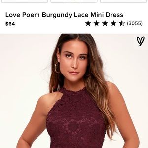 Burgundy Lace Mini Dress - Dry cleaned and ready!